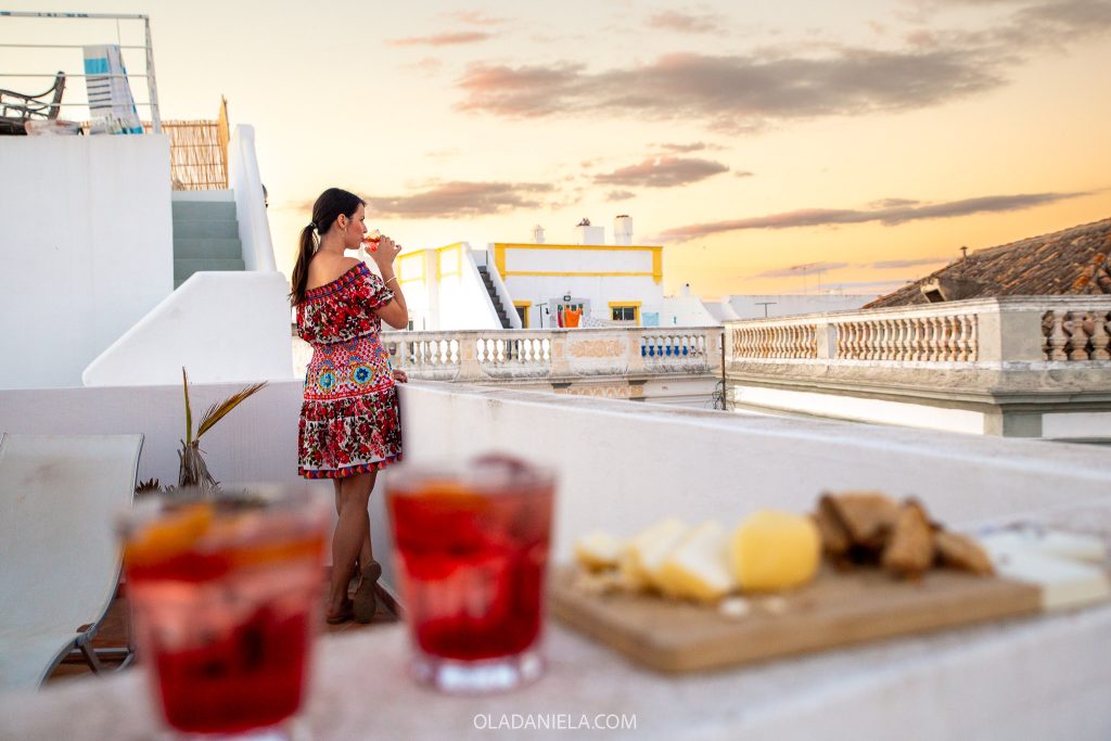 Watching the sunset from our rooftop in Olhão, Algarve
