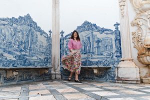 Daniela at the Hotel Convento de São Paulo, a tile-filled historic hotel in the Alentejo