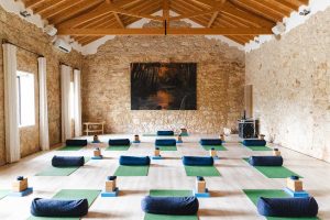 The Yoga shala at Just Flow, a Portuguese Wellness Retreat held at Quinta Carvalhas twice a year