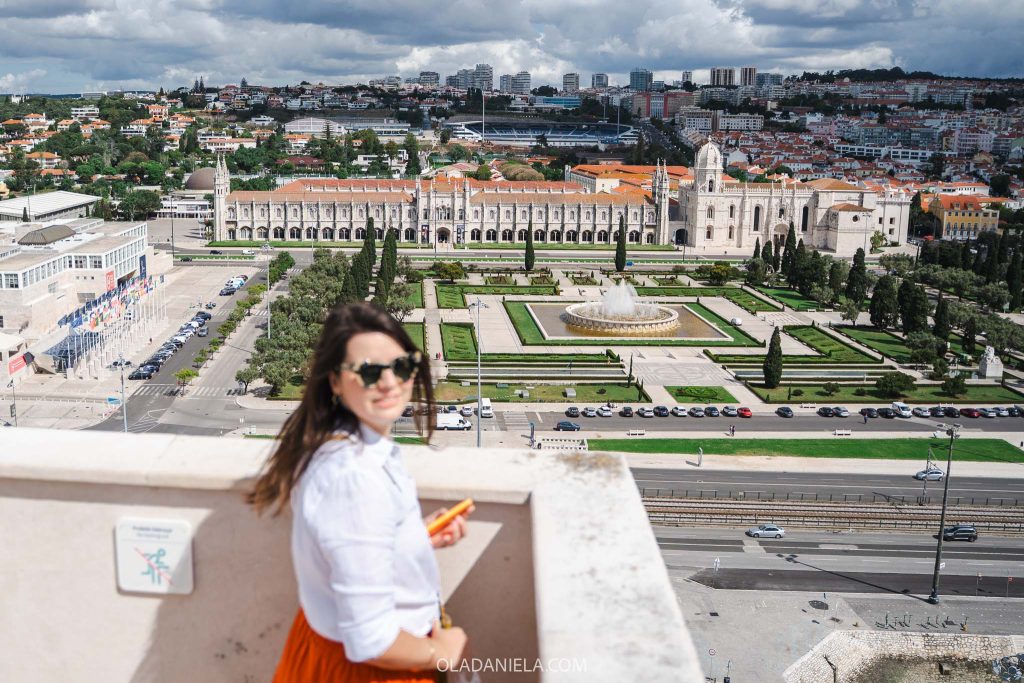 Looking out to the Jeronimos Monastery from the Discoveries Monument in Belém, Lisbon