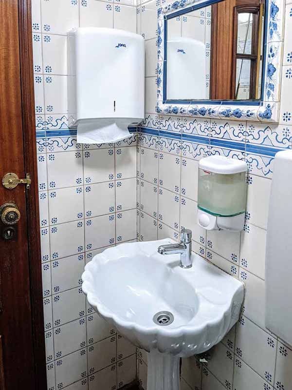 Lisbon tiles in a restaurant bathroom