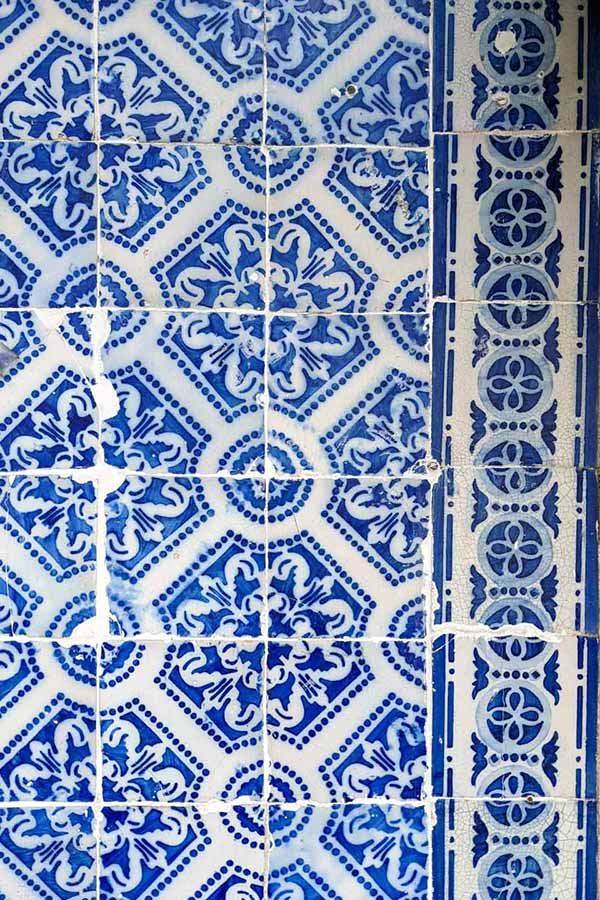 Blue tiles azulejos in Lisbon, Portugal