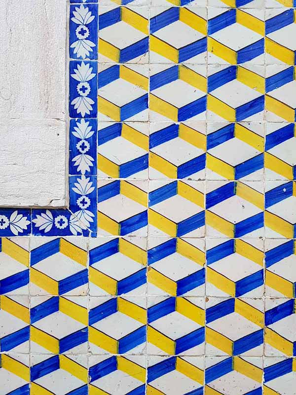 Lisbon tiles azulejos blue and yellow