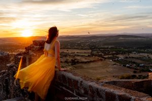 Daniela at sunset atop the Monsaraz castle