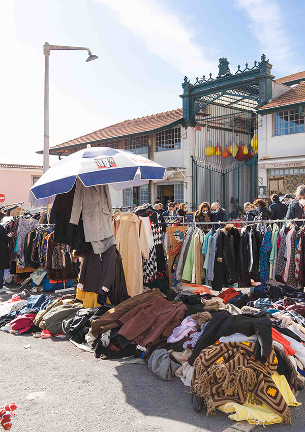 vintage clothing at Feira da Ladra Lisbon flea market