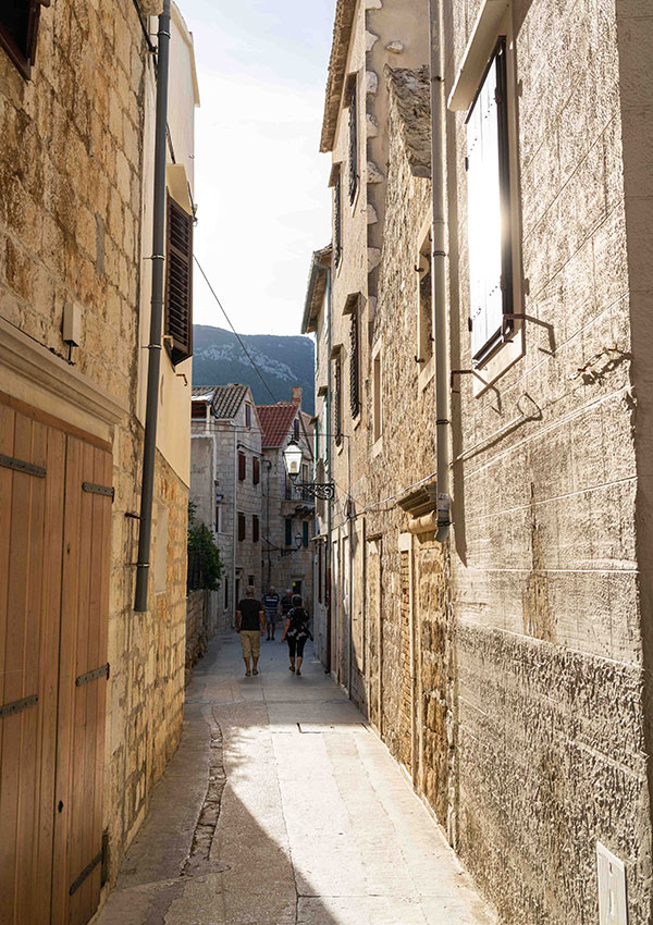 Street of Komiza on Vis Island in Croatia