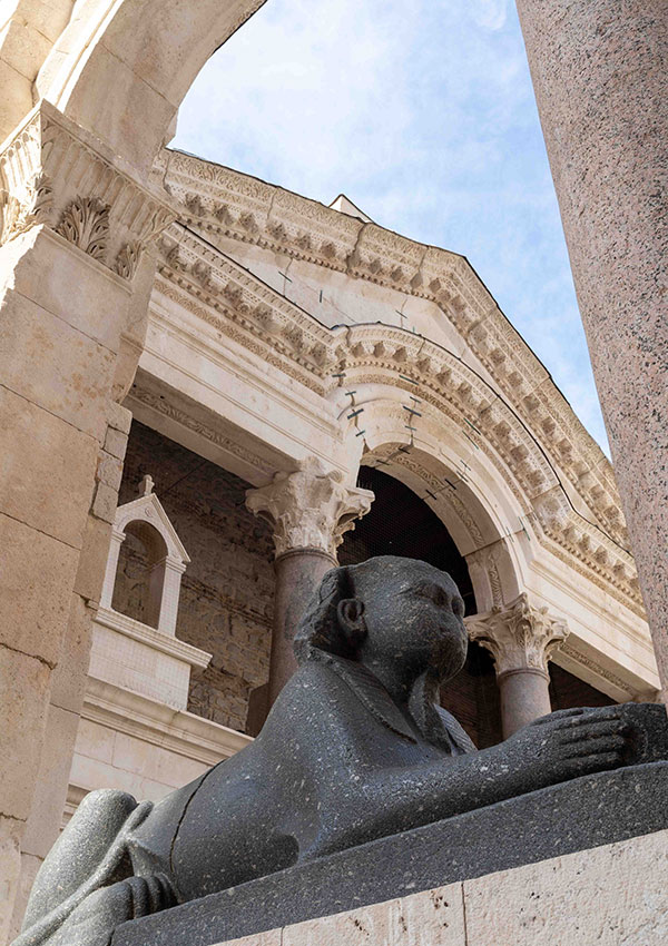 Sphinx in Diocletian's Palace Split historic centre in Croatia