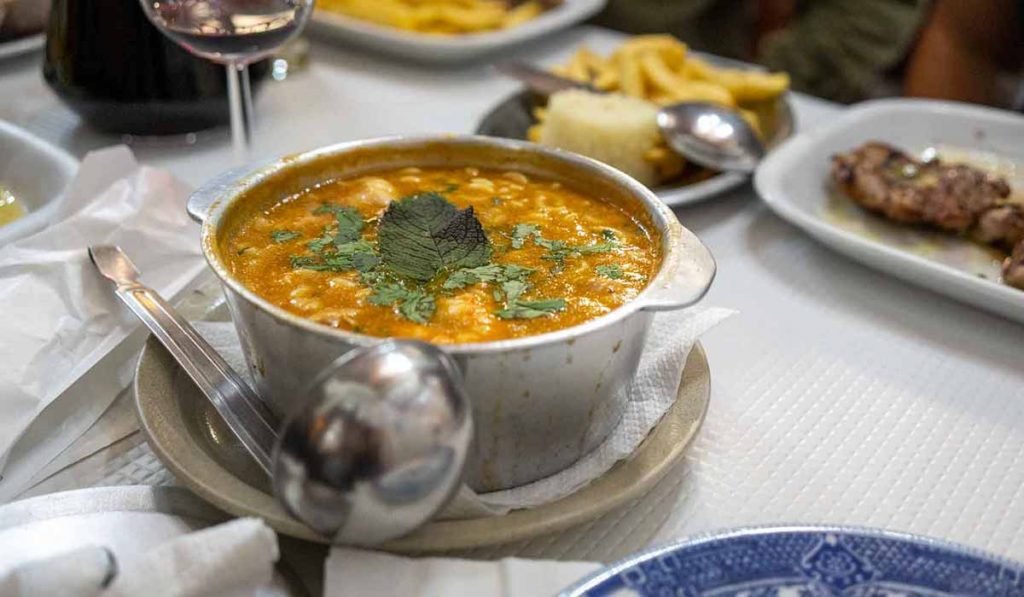 Seafood rice is a common dish in Portugal