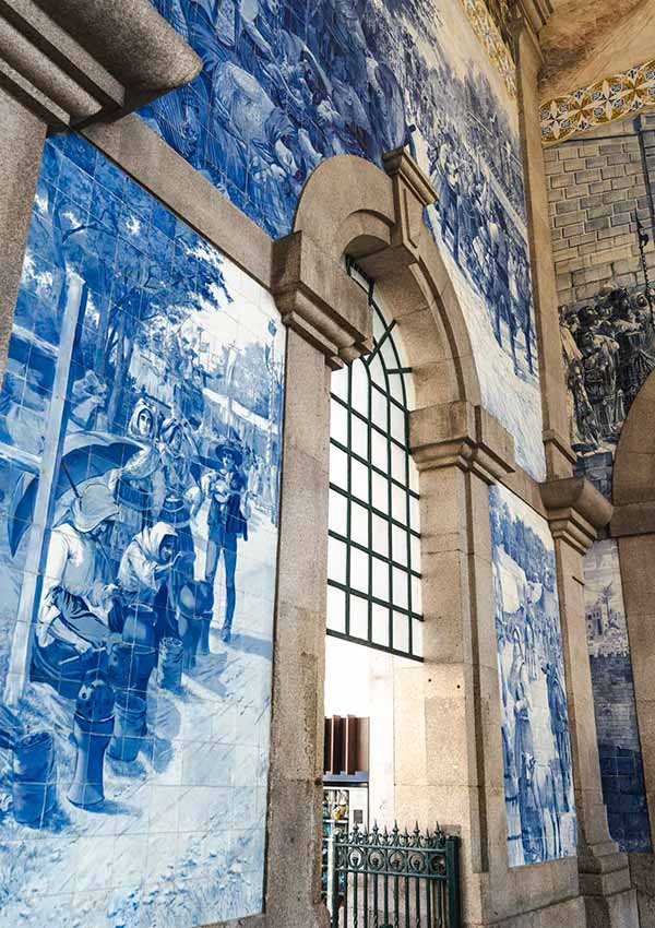São Bento Railway Station in Porto is covered in beautiful antique azulejos and tiles